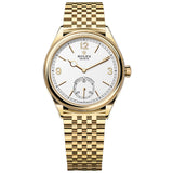 39mm Perpetual 18k Yellow Gold Bracelet White Dial Open Case Back