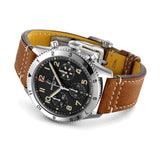 42mm P-51 Mustang Black Dial Brown leather Strap