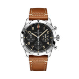 42mm P-51 Mustang Black Dial Brown leather Strap