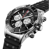 44mm Super Chronomat B01 Black Dial Black Rubber Strap