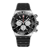 44mm Super Chronomat B01 Black Dial Black Rubber Strap