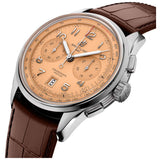 42mm B01 Stainless Steel Chronograph Salmon Dial Brown Leather Strap
