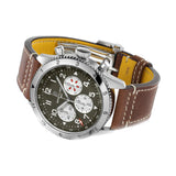 46mm Curtiss Warhawk GMT Green Dial Brown Leather Strap