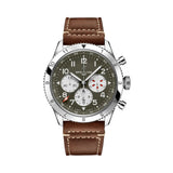46mm Curtiss Warhawk GMT Green Dial Brown Leather Strap