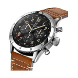 46mm P-51 Mustang GMT Black Dial Brown leather Strap