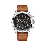 46mm P-51 Mustang GMT Black Dial Brown leather Strap