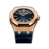 41mm 18k Rose Gold Blue Dial On Leather