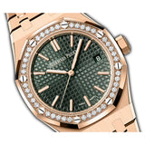 37mm 18k Rose Gold Diamond Bezel Green Dial Automatic