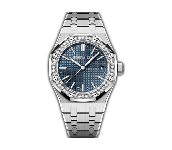 37mm Stainless Steel Diamond Bezel Blue Dial Automatic