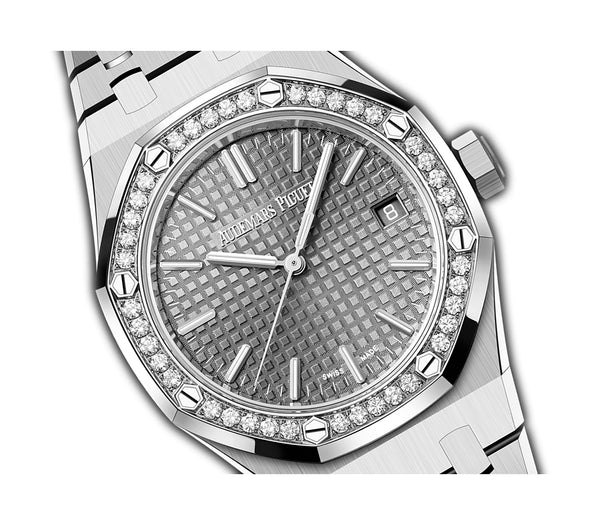 37mm Stainless Steel Diamond Bezel Grey Dial Automatic