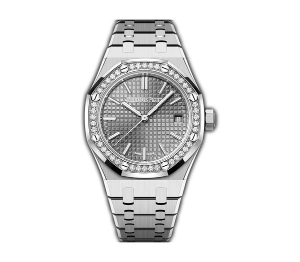 37mm Stainless Steel Diamond Bezel Grey Dial Automatic