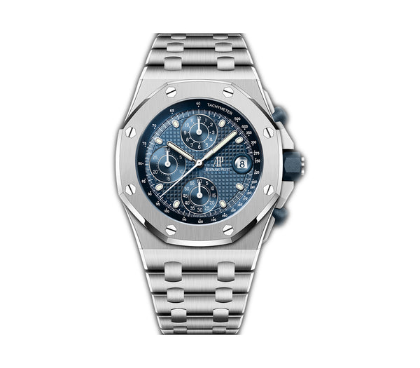 42mm Chronograph Stainless Steel Blue Dial