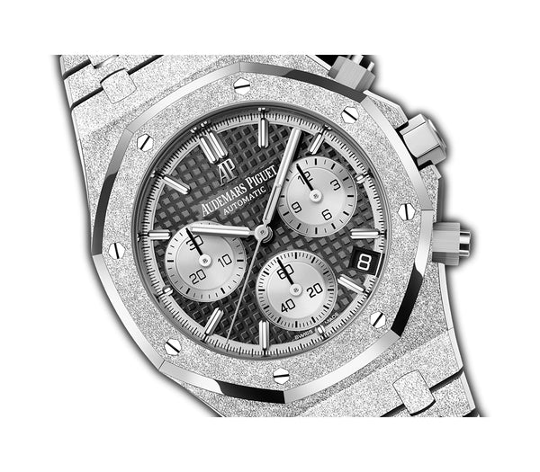 41mm Chronograph Frosted 18k White Gold Black Dial