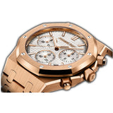 41mm Chronograph 18k Rose Gold Silver Dial On Bracelet