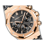41mm Chronograph 18k Rose Gold Black Dial On Leather