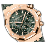 41mm Chronograph 18k Rose Gold Green Dial On Leather