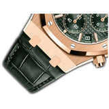 41mm Chronograph 18k Rose Gold Green Dial On Leather