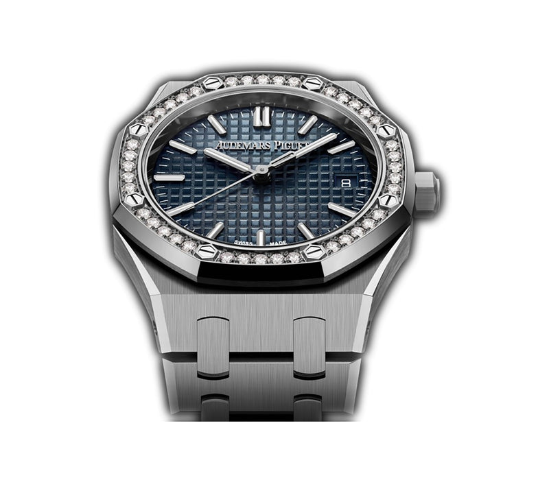 34mm Stainless Steel Diamond Bezel Blue Dial Automatic