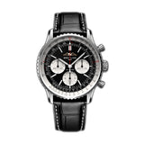 43mm B01 Chronograph Steel Black Dial Leather on Deployment