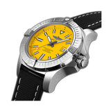 45mm Automatic Seawolf Steel Yellow Dial Leather Strap on Deployment