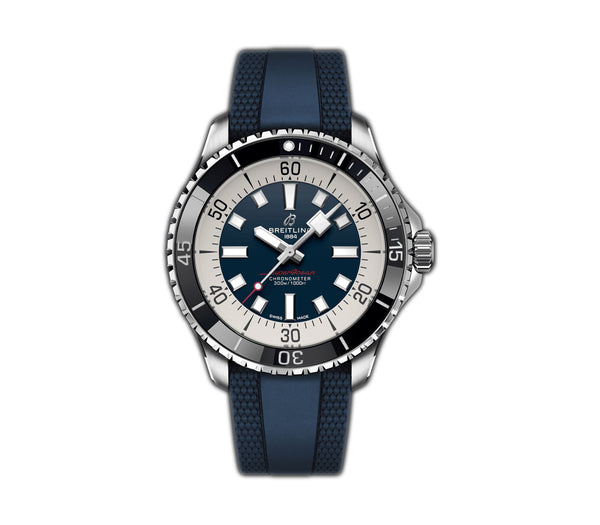 44mm Automatic Steel Blue Dial Rubber Strap