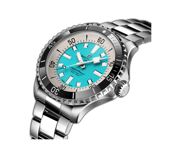 44mm Automatic Turquoise Blue Dial on Stainless Steel Bracelet