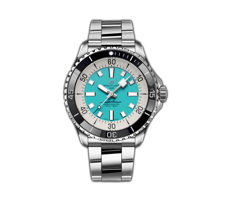 44mm Automatic Turquoise Blue Dial on Stainless Steel Bracelet