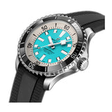 44mm Automatic Steel Turquoise Blue Dial on Rubber Strap