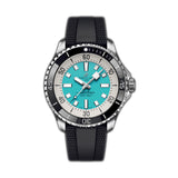 44mm Automatic Steel Turquoise Blue Dial on Rubber Strap