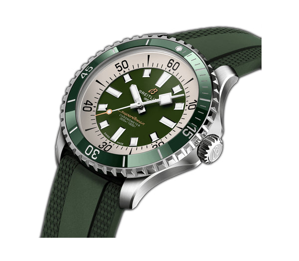 44mm Automatic Steel Green Dial Green Rubber Strap