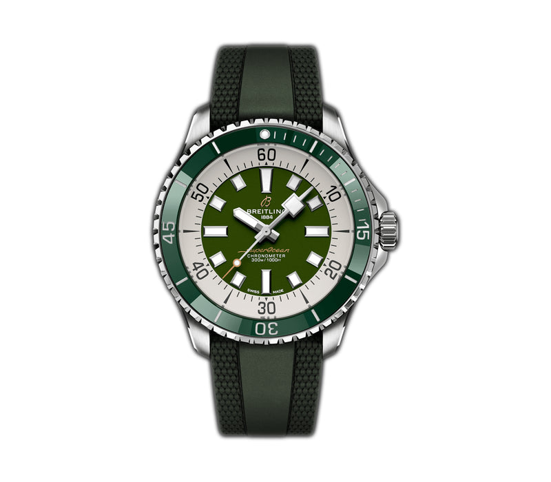 44mm Automatic Steel Green Dial Green Rubber Strap