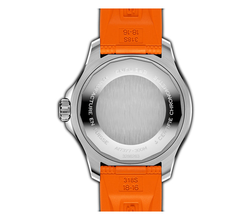 36mm Automatic Steel Orange Dial Rubber Strap