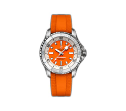 36mm Automatic Steel Orange Dial Rubber Strap