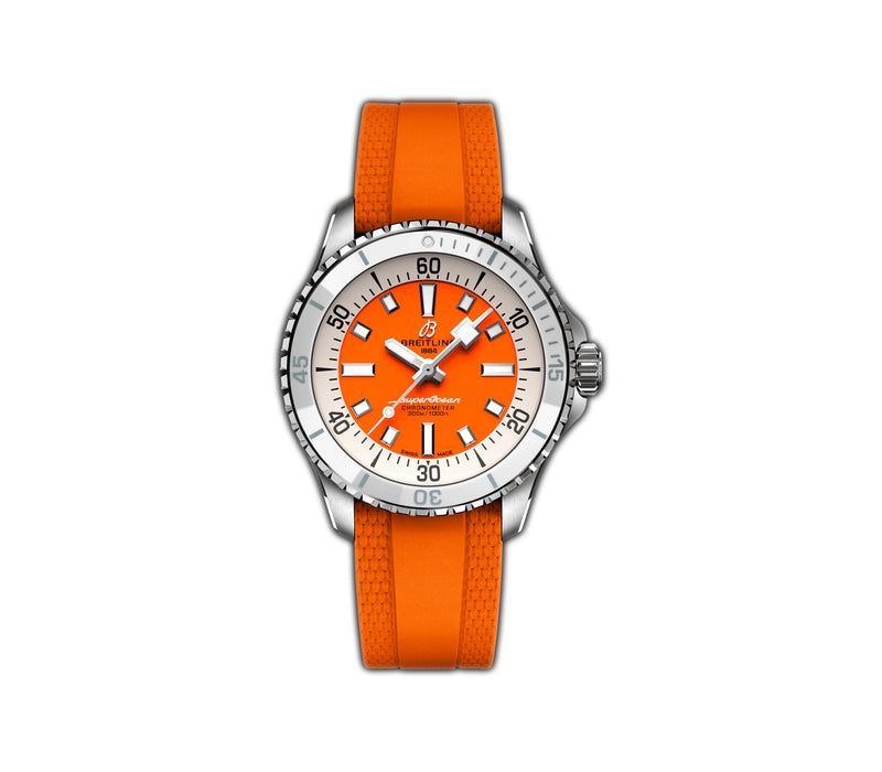 Breitling Superocean Automatic 36mm Orange Dial Rubber