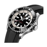 46mm Automatic Steel Black Dial on Rubber Strap