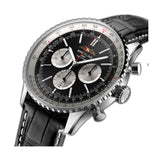 46mm B01 Chronograph Steel Black Dial Leather Strap