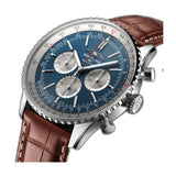46mm B01 Steel Chronograph Blue Dial Leather Strap