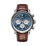 46mm B01 Steel Chronograph Blue Dial Leather Strap