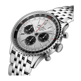 43mm B01 Chronograph Silver Dial Stainless Steel Bracelet