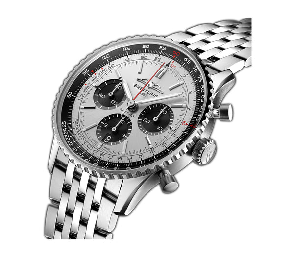 43mm B01 Chronograph Silver Dial Stainless Steel Bracelet