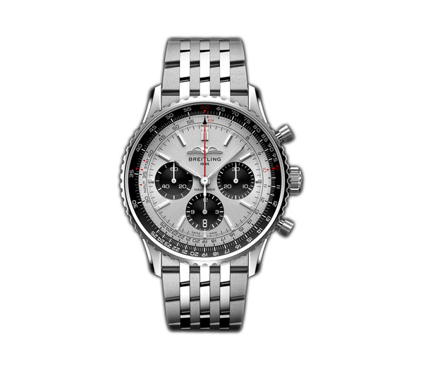43mm B01 Chronograph Silver Dial Stainless Steel Bracelet