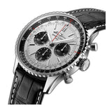 43mm B01 Chronograph Steel Silver Dial Leather Strap