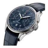 42mm B01 Stainless Steel Chronograph Blue Dial Blue Leather Strap