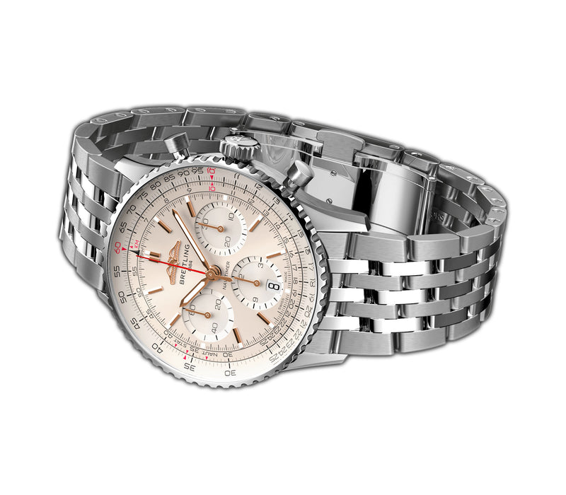 41mm B01 Chronograph Stainless Steel Silver Dial On Bracelet