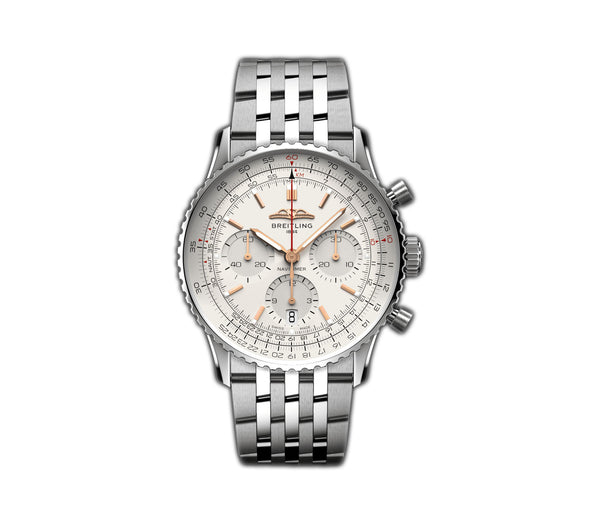 41mm B01 Chronograph Stainless Steel Silver Dial On Bracelet