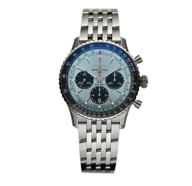 43mm B01 Chronograph Steel Ice Blue Dial 2024