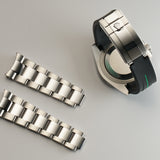 40mm Black Ceramic Bezel Black Dial Green Hand on RubberB Bracelet Included