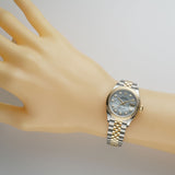 28mm Steel & 18k YG MOP Mother of Pearl Diamond Dial Jubilee