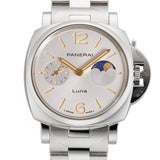38mm Luminor Due Luna Steel White Dial