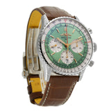41mm B01 Chronograph Steel Mint Light Green Dial on Leather Strap